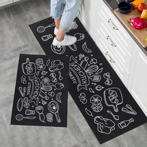 Fecialy Küchenteppiche 2 Stück, Teppichläufer Küchenläufer rutschfest Waschbar,Anti-Müdigkeit Küchenteppich Teppich,43x75+43x120cm Bodenmatte, Carpet für Badezimmer/Wohnzimmer Flur Fecialy Küchenteppiche 2 Stück, Teppichläufer Küchenläufer rutschfest Waschbar,Anti-Müdigkeit Küchenteppich Teppich,43x75+43x120cm Bodenmatte, Carpet für Badezimmer/Wohnzimmer Flur von Fecialy