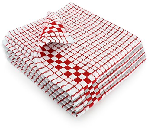 Fecido Classic Geschirrtücher mit Aufhängeschlaufe, Rot, 4 Stück von Fecido