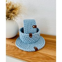 Häkelkorb/Utensilo Brötchenkorb Aufbewahrungskorb Korb Gehäkelt Brotkorb von FederfeeHandmade