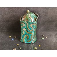 Raku Keramik Glas, Türkis Zuckermaschine, Küchenglas, Gewürzglas, Kaffeeglas von FedericoBecchettiArt