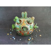 Raku Keramik Übertopf, Vase Aussteller Der Kaktus, Kakteen, Sukkulenten, Terrarium Für Sämling Glas-stil Küsten von FedericoBecchettiArt