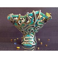 Undersea Dreams, Küstendekoration Aus Raku-Keramik, Großer Skulpturaler Ständer, Inspiriert Von Korallenriffen, Anpassbare Farben von FedericoBecchettiArt