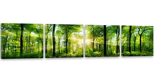 Feeby Bilder 4 Teile Wald Bäume Sonne 200x50 cm Wohnzimmer Schlafzimmer Büro Flur Küche Wandbilder Modern Bild auf Leinwand Wanddekoration Kunstdruck Design Natur Grün Feeby Bilder 4 Teile Wald Bäume Sonne 200x50 cm Wohnzimmer Schlafzimmer Büro Flur Küche Wandbilder Modern Bild auf Leinwand Wanddekoration Kunstdruck Design Natur Grün von Feeby Frames