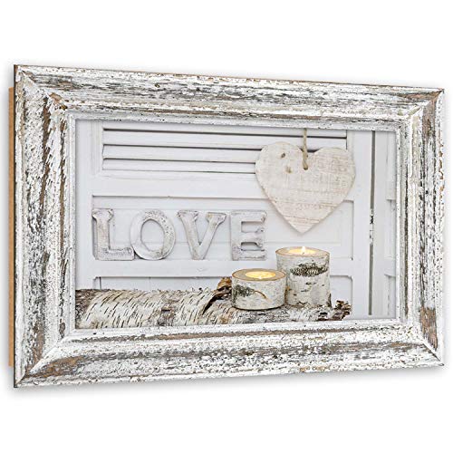 Feeby Dekobild Inschrift Love 60x40 cm Deko Wand Kunstdruck Herz Kerzen Grau Feeby Dekobild Inschrift Love 60x40 cm Deko Wand Kunstdruck Herz Kerzen Grau von Feeby