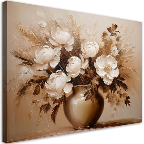 Feeby Leinwand Bilder - Beige Vase Blumenstrauß - Vlies 120x80 cm - Deko Wohnzimmer - Wandbilder Schlafzimmer - Deko Aesthetic - Wand Deko - Leinwand Groß - Deko Zimmer - Leinwandbilder XXL Feeby Leinwand Bilder - Beige Vase Blumenstrauß - Vlies 120x80 cm - Deko Wohnzimmer - Wandbilder Schlafzimmer - Deko Aesthetic - Wand Deko - Leinwand Groß - Deko Zimmer - Leinwandbilder XXL von Feeby