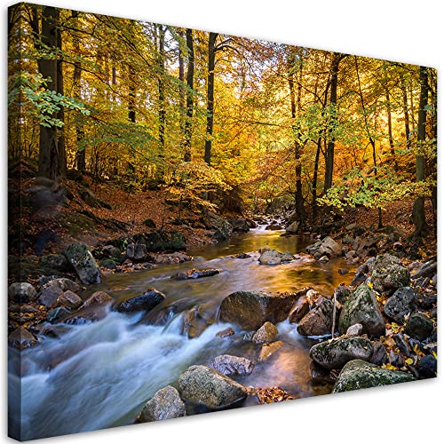 Feeby Vlies Bild - Wohnzimmer Aesthetic - Wald Herbst Bach Natur - 90x60 1tlg - Schlafzimmer Wandekoration - Bilder für Zimmer - Living Room - Wandbilder - Moderne Bild Feeby Vlies Bild - Wohnzimmer Aesthetic - Wald Herbst Bach Natur - 90x60 1tlg - Schlafzimmer Wandekoration - Bilder für Zimmer - Living Room - Wandbilder - Moderne Bild von Feeby