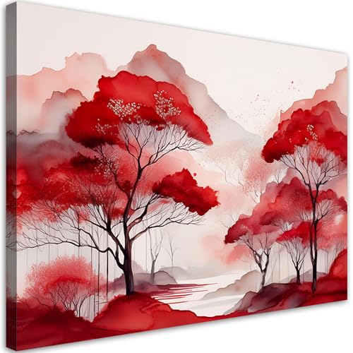 Feeby Leinwand Bilder - Rote Landschaft Wald Berge - Vlies 60x40 cm - Deko Wohnzimmer - Wandbilder Schlafzimmer - Deko Aesthetic - Wand Deko - Leinwand Groß - Deko Zimmer - Leinwandbilder XXL Feeby Leinwand Bilder - Rote Landschaft Wald Berge - Vlies 60x40 cm - Deko Wohnzimmer - Wandbilder Schlafzimmer - Deko Aesthetic - Wand Deko - Leinwand Groß - Deko Zimmer - Leinwandbilder XXL von Feeby