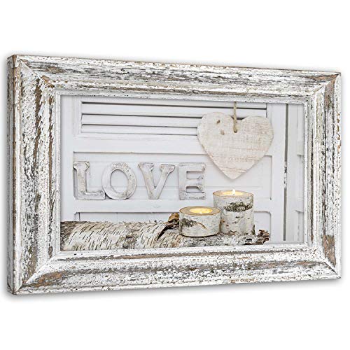Feeby Leinwandbild Inschrift Love 60x40 cm Bild Kunstdruck Herz Kerzen Grau Feeby Leinwandbild Inschrift Love 60x40 cm Bild Kunstdruck Herz Kerzen Grau von Feeby