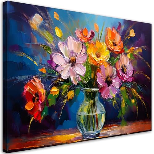 Feeby Leinwandbilder - Deko Bilder - Bunt Blumenstrauß in einer Vase - Canvas 120x80 cm XXL 1tlg- Wandbilder Schlafzimmer - Aesthetic Room Decor - Modern Wanddeko - Bild auf Leinwand - Fertig Gespannd Feeby Leinwandbilder - Deko Bilder - Bunt Blumenstrauß in einer Vase - Canvas 120x80 cm XXL 1tlg- Wandbilder Schlafzimmer - Aesthetic Room Decor - Modern Wanddeko - Bild auf Leinwand - Fertig Gespannd von Feeby