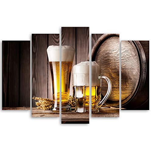 Feeby Mehrteiliges Dekopaneel selbstklebend Bier 5 dekorative Wandpaneele Glas Gelb 100x70 cm von Feeby