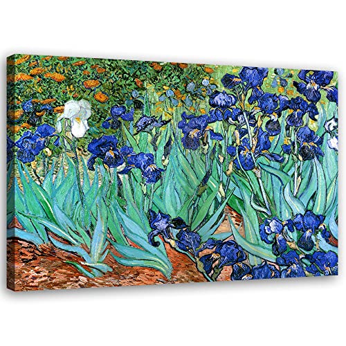 Feeby Vlies Leinwandbild Vincent Van Gogh Schwertlilien Vervielfältigung 60x40 cm Wanddeko Design Kunstdruck Zimmerdeko Bilderwand Blumen Pflanzen Natur Blau von Feeby