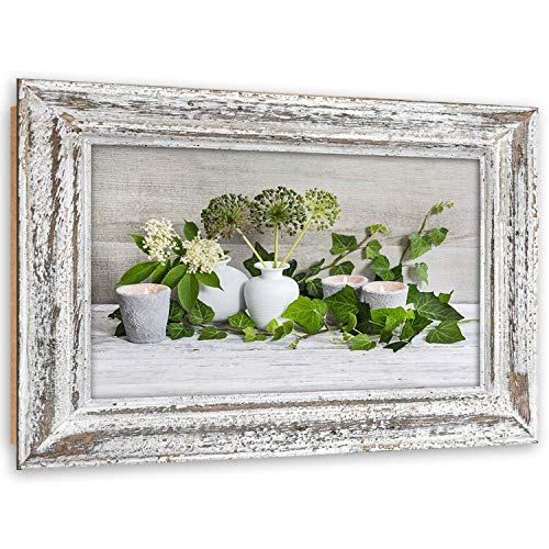 Feeby Wandbild Blätter Kerzen Vasen 60x40 cm Modern Deko Kunst Bilder rustikale Rahmen Illusion Grün Feeby Wandbild Blätter Kerzen Vasen 60x40 cm Modern Deko Kunst Bilder rustikale Rahmen Illusion Grün von Feeby