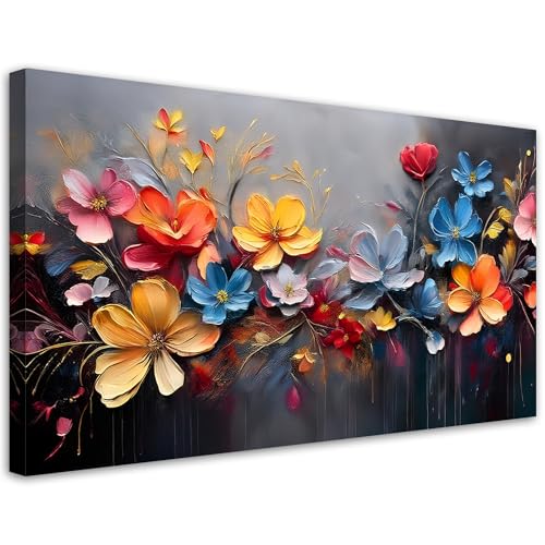 Feeby Wandbilder - Bilder Schlafzimmer - Gemalte Komposition aus Blumen - 100x50 1tlg - Wohnzimmer Bild Groß - Wohnungs - Foto Geschenk - Leinwand Wall Art - Wand Deko Feeby Wandbilder - Bilder Schlafzimmer - Gemalte Komposition aus Blumen - 100x50 1tlg - Wohnzimmer Bild Groß - Wohnungs - Foto Geschenk - Leinwand Wall Art - Wand Deko von Feeby