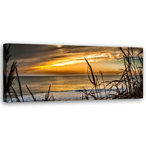 Feeby Wanddeko Meer Leinwandbild Kunstdruck Landschaft Orange 100x40 cm von Feeby