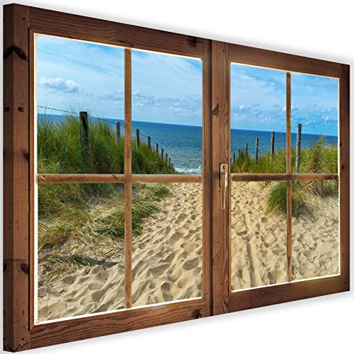Leinwandbild XXL Fenster Wandbild Kunst Strand See Natur mehrfarbig 120x80 cm von Feeby