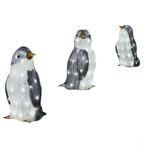 3 Stück Weihnachts-Pinguin-Dekoration, wetterfeste Figuren, Weihnachtsgeschenke für drinnen und draußen, LED-Dekoration (L) von Feegow