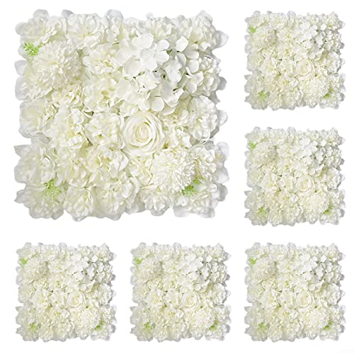 6 Stück Blumen-Wandpaneel, künstliche Blumen-Hintergrund, Blumenwandhintergrund für Party, Hochzeit, Balkon, Garten, Wohnzimmer, Tisch, Wanddekoration, 38 x 38 cm (weiß) von Feegow