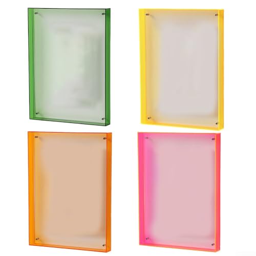 Acryl-Bilderrahmen, 10,9 x 14,9 cm, eleganter Block-Bilderrahmen, Desktop-Rahmen, Foto-Display, bunter Acryl-Fotorahmen, Fotohalter (gelb) von Feegow