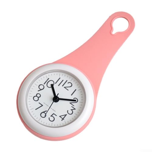 Badezimmer-Hänge-Uhr, leicht zu lesen, wasserdichte Wanduhr, leiser Betrieb, perfekt für Badezimmer-Dekoration (rosa) von Feegow