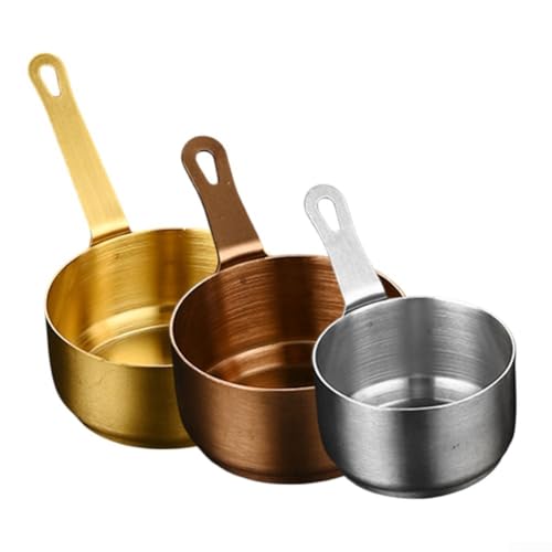 Edelstahl-Topf mit Ausgießer, Stielkasserolle mit Deckel, Mini-Milchtopf mit Ausgießer – perfekt zum Kochen von Milch, Soßen, Soßen, Nudeln, Nudeln (Bronze) von Feegow