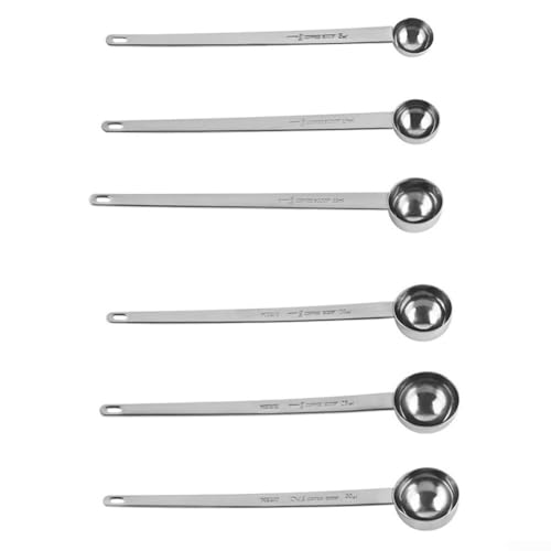 für 1 x Kaffee-Messlöffel, langer Griff, Edelstahl-Kaffeelöffel, Rührlöffel, abgestufter Löffel für die tägliche Küche und zum Backen (5 ml) von Feegow