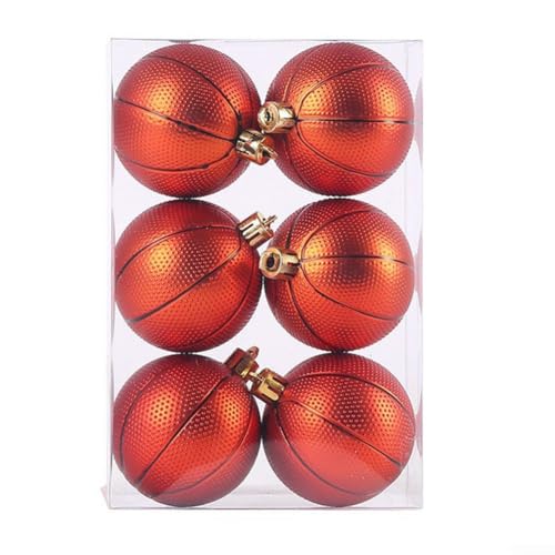 Feegow 6-teiliges Weihnachtskugel-Set, bruchsichere Weihnachtskugeln, Ornament, Weihnachtsbaum, Glitzerkugeln, hängende Dekorationen für Party, Hochzeit, Weihnachten (Basketball) von Feegow