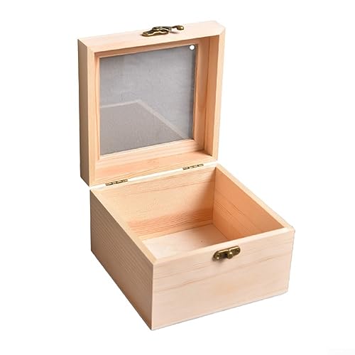 Feegow Aufbewahrungsboxen aus Holz, quadratisch, aufklappbar, für Handwerk, Geschenk, Staubstuhl, Schmuck, 20 x 20 x 12 cm von Feegow