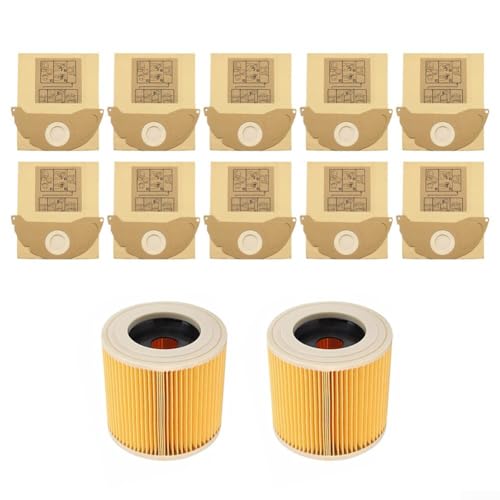 Feegow Für Kärcher Wet Dry WD2.200 MV2 A2004 Staubsauger für Staubsaugerbeutelfilter, Staubsaugerzubehör, 10 Staubbeutel + 2 Filter von Feegow