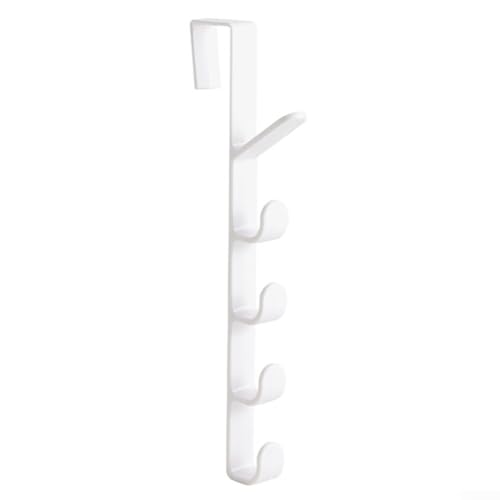 Feegow Platzsparender Handtuchhalter über der Tür, keine Beschädigung, geeignet für Kleiderschränke und Schränke, vertikale fünf verbundene Haken (weiß), (2413725440) von Feegow