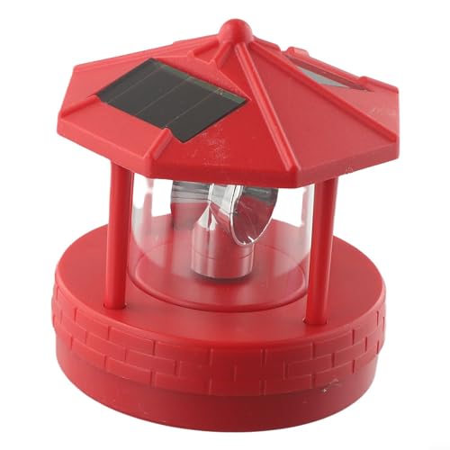 Feegow Solar-Leuchtturm, schnelles Aufladen, solarbetriebener Leuchtturm, rotierender Leuchtturm, Gartenleuchte für den Außenbereich (rot) von Feegow