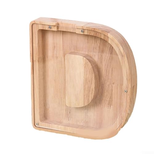 Feegow Sparschwein aus Holz mit Buchstaben-Aufklebern, personalisiertes transparentes Casemrnt-Design, Spardose für Kinder, pädagogische Sparkasse, DIY-Dekoration (D) von Feegow