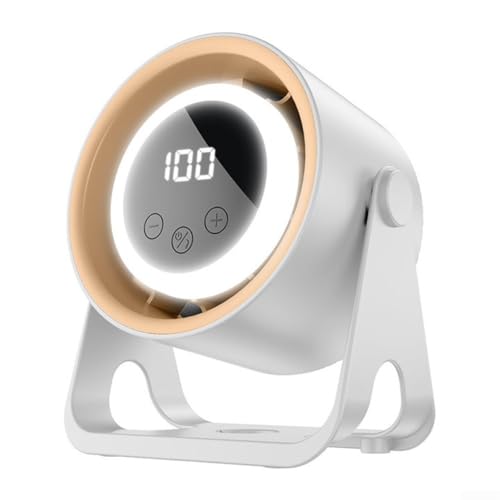 Feegow Tragbarer Handventilator, USB-Schreibtischventilator mit 100 einstellbaren Windgeschwindigkeiten, neigbare persönliche elektrische Ventilatoren mit Nachtlicht für Zuhause/Büro/Reisen (Weiß) von Feegow