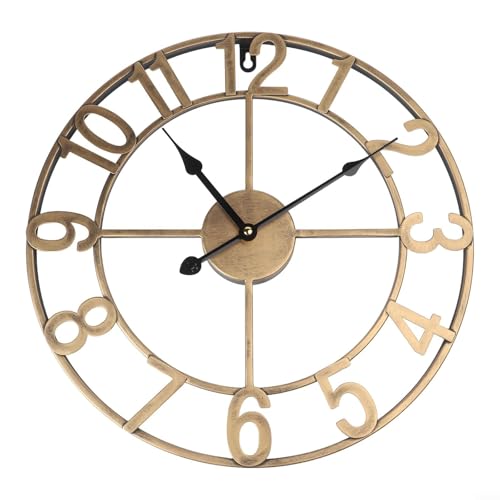 Feegow Vintage Metall Outdoor Wanduhr, rden Wanduhr Innen und Außen Dekoration Lautloses Uhrwerk Großes Display Uhr Für Hof Veranda Pool Wohnzimmer (B) von Feegow