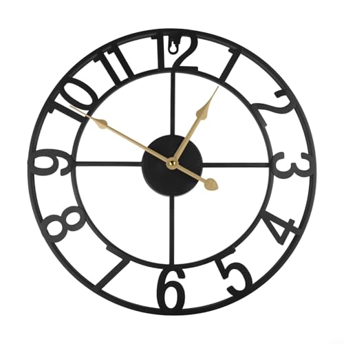 Feegow Vintage Metall Outdoor Wanduhr, rden Wanduhr Innen und Außen Dekoration Lautloses Uhrwerk Großes Display Uhr Für Hof Veranda Pool Wohnzimmer (D) von Feegow