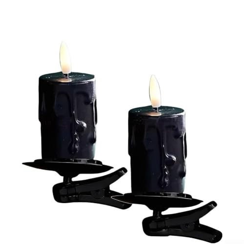 Flammenlose Weihnachtskerzen mit Clips für Äste, realistische 3D-Flamme, LED-Lichter, Urlaubsdekoration, 5 x 9 cm (schwarz) von Feegow
