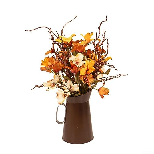 Herbst Eisen Eimer Blumenstrauß, Künstlicher Herbst Blumenstrauß Mit Eimer Für Festival Thanksgiving Herbst Dekor Künstliche Blumen Home Dekoration von Feegow