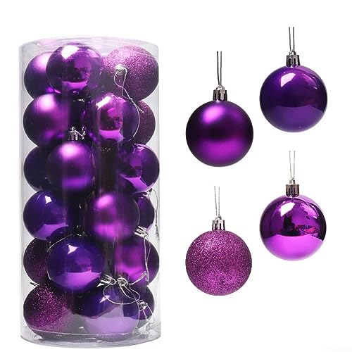 Lila Weihnachtskugeln Ornamente, 24PCS 3CM Weihnachtskugel Ornamente Baumschmuck Für Urlaub Hochzeit Party Weihnachtsbaum Dekorationen von Feegow