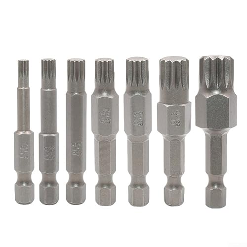 M7 Torx-Schraubendreher-Bit, 12-Punkt 1 Stück 50mm 6.35mm Hex Shank für Elektrowerkzeuge von Feegow