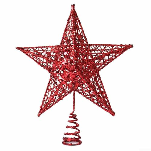 Rote Weihnachtsbaumschmuck, 20 cm Baumspitze, Stern, 3 Farben, Weihnachten, Glitzer, Metallstern, Weihnachtsbaumschmuck von Feegow