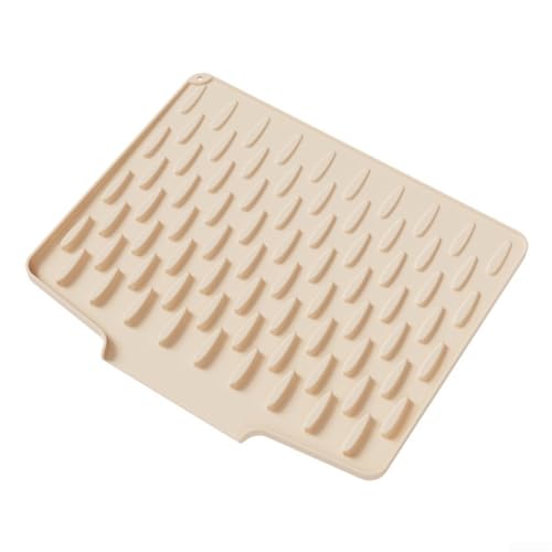 Silikon-Abflussmatte mit schrägem Design für Küchenarbeitsplatten, wärmeisolierender Topflappen und Abtropfgestell mit rutschfesten Oberflächen für Geschirr, Schneidebretter (Beige) von Feegow