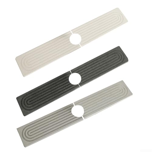 Wasserhahn-Spritzschutz, Wasserhahnmatte für Küchenspüle, wasserabsorbierendes Tablett für Spüle (schwarz + grau + weiß) von Feegow