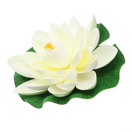 Weiße künstliche Lilie, 18 cm, künstliche Seerose, Lotusblume, schwimmende Lotusblume, Teich, Aquarium, Dekoration, mehrfarbig von Feegow