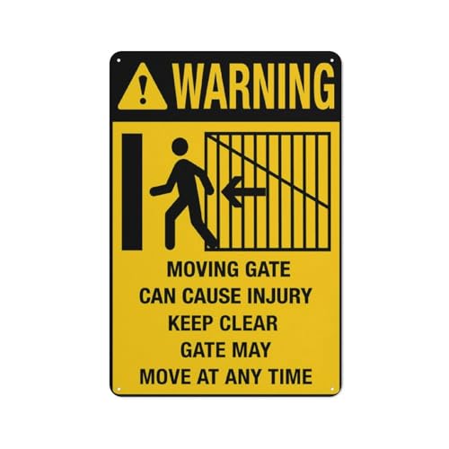Aluminiumschild "Moving Gate Can Cause Injury Keep Clear", 30,5 x 20,3 cm, UV-geschützt, wasserdicht, wetterfest und lichtbeständig, 4 vorgebohrte Löcher Aluminiumschild "Moving Gate Can Cause Injury Keep Clear", 30,5 x 20,3 cm, UV-geschützt, wasserdicht, wetterfest und lichtbeständig, 4 vorgebohrte Löcher von Feehiget