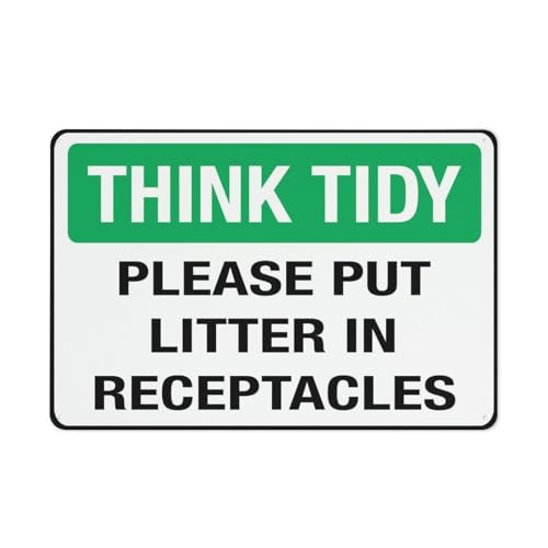 Aluminiumschild "Think Tidy Please Put Letter In Receptacles", 30,5 x 20,3 cm, UV-geschützt, wasserdicht, wetterfest und lichtbeständig, 4 vorgebohrte Löcher Aluminiumschild "Think Tidy Please Put Letter In Receptacles", 30,5 x 20,3 cm, UV-geschützt, wasserdicht, wetterfest und lichtbeständig, 4 vorgebohrte Löcher von Feehiget