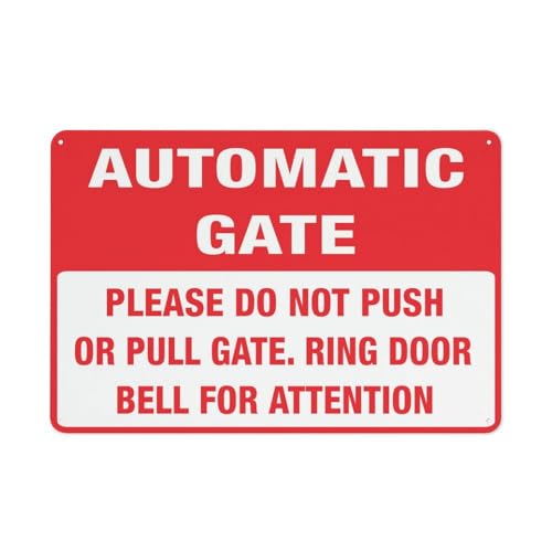 Aluminiumschild mit Aufschrift "Automatic Gate – Ring Door Bell For Attention", 30,5 x 20,3 cm, UV-geschützt, wasserdicht, wetterfest und lichtbeständig, 4 vorgebohrte Löcher Aluminiumschild mit Aufschrift "Automatic Gate – Ring Door Bell For Attention", 30,5 x 20,3 cm, UV-geschützt, wasserdicht, wetterfest und lichtbeständig, 4 vorgebohrte Löcher von Feehiget
