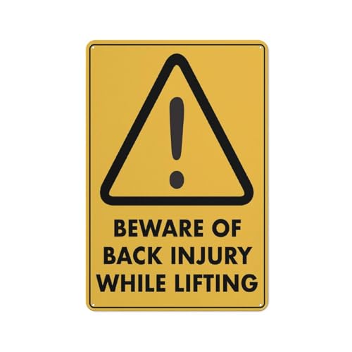 Aluminiumschild mit Aufschrift "Caution Beware Of Back Injury While Lifting", 30,5 x 20,3 cm, reflektierend, UV-geschützt, wasserdicht, wetterfest und lichtbeständig, 4 vorgebohrte Löcher von Feehiget