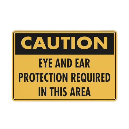 Aluminiumschild mit Aufschrift "Caution Eye and Ear Protection Required In This Area", 30,5 x 20,3 cm, reflektierend, UV-geschützt, wasserdicht, wetterfest und lichtbeständig, 4 vorgebohrte Löcher Aluminiumschild mit Aufschrift "Caution Eye and Ear Protection Required In This Area", 30,5 x 20,3 cm, reflektierend, UV-geschützt, wasserdicht, wetterfest und lichtbeständig, 4 vorgebohrte Löcher von Feehiget