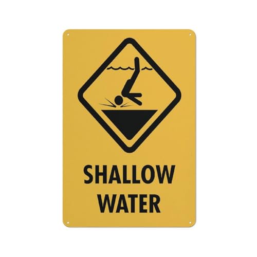Aluminiumschild mit Aufschrift "Caution Shallow Water", 30,5 x 20,3 cm, reflektierend, UV-geschützt, wasserdicht, wetterfest und lichtbeständig, 4 vorgebohrte Löcher Aluminiumschild mit Aufschrift "Caution Shallow Water", 30,5 x 20,3 cm, reflektierend, UV-geschützt, wasserdicht, wetterfest und lichtbeständig, 4 vorgebohrte Löcher von Feehiget
