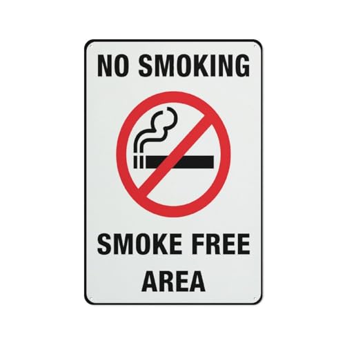 Aluminiumschild mit Aufschrift "No Smoking - Smoke Free Area", 30,5 x 20,3 cm, UV-geschützt, wasserdicht, wetterfest und lichtbeständig, 4 vorgebohrte Löcher Aluminiumschild mit Aufschrift "No Smoking - Smoke Free Area", 30,5 x 20,3 cm, UV-geschützt, wasserdicht, wetterfest und lichtbeständig, 4 vorgebohrte Löcher von Feehiget