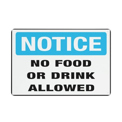 Aluminiumschild mit Aufschrift "Notice No Food Or Drink Allowed", 30,5 x 20,3 cm, UV-geschützt, wasserdicht, wetterfest und lichtbeständig, 4 vorgebohrte Löcher Aluminiumschild mit Aufschrift "Notice No Food Or Drink Allowed", 30,5 x 20,3 cm, UV-geschützt, wasserdicht, wetterfest und lichtbeständig, 4 vorgebohrte Löcher von Feehiget